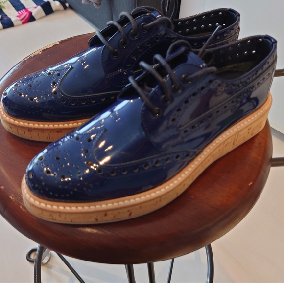 Church's patent leather navy loafers Oxford sz 36 - Picture 1 of 10